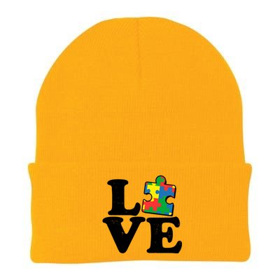 Autism Love Puzzle Piece Knit Cap Winter Beanie