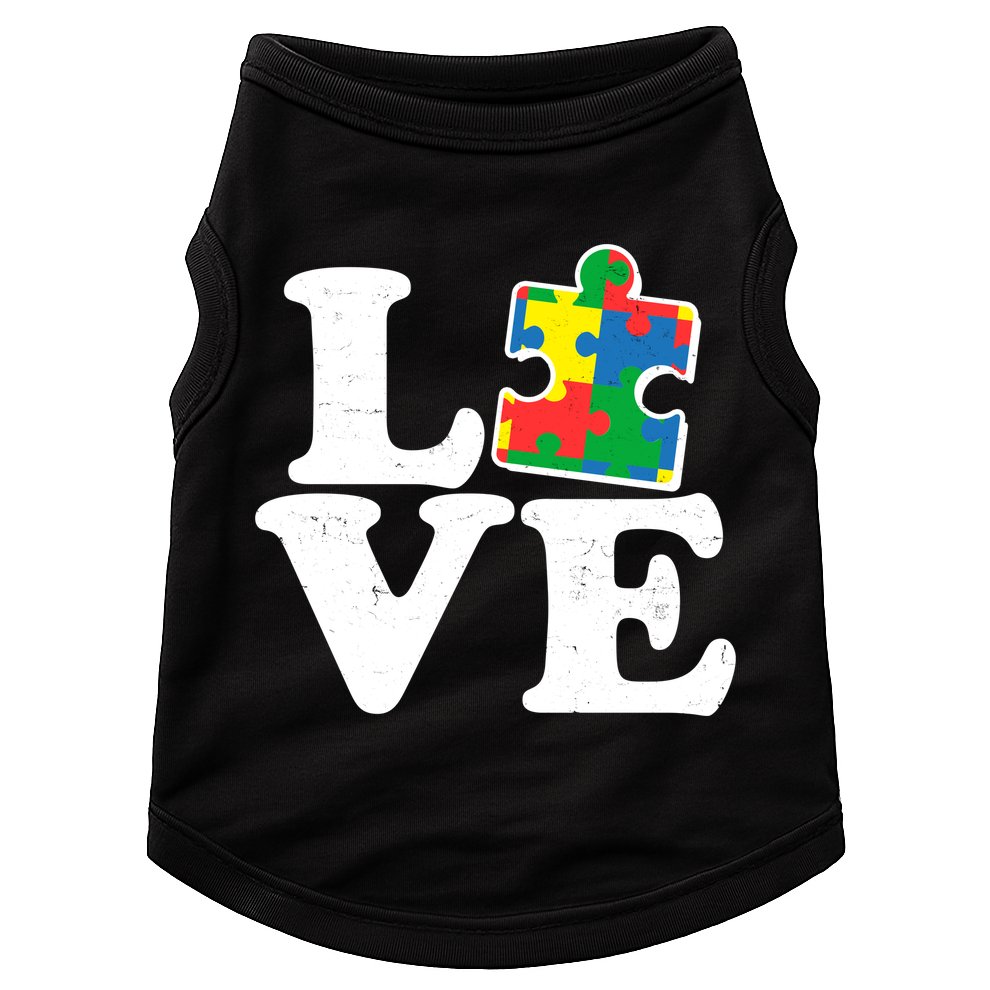 Autism Love Puzzle Piece Doggie Tank