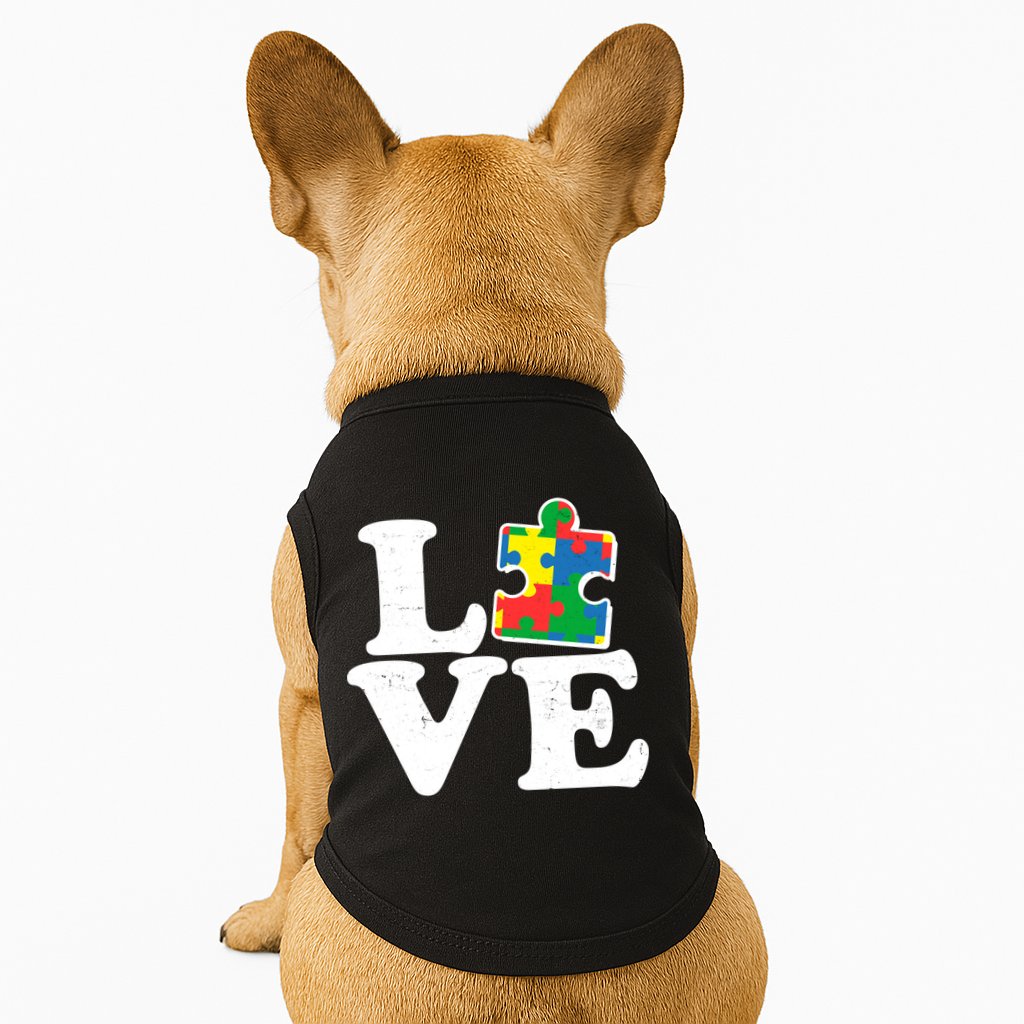 Autism Love Puzzle Piece Doggie Tank