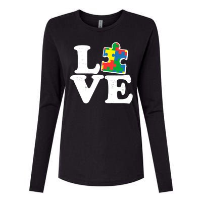 Autism Love Puzzle Piece Womens Cotton Relaxed Long Sleeve T-Shirt