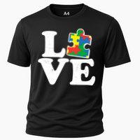 Autism Love Puzzle Piece Cooling Performance Crew T-Shirt