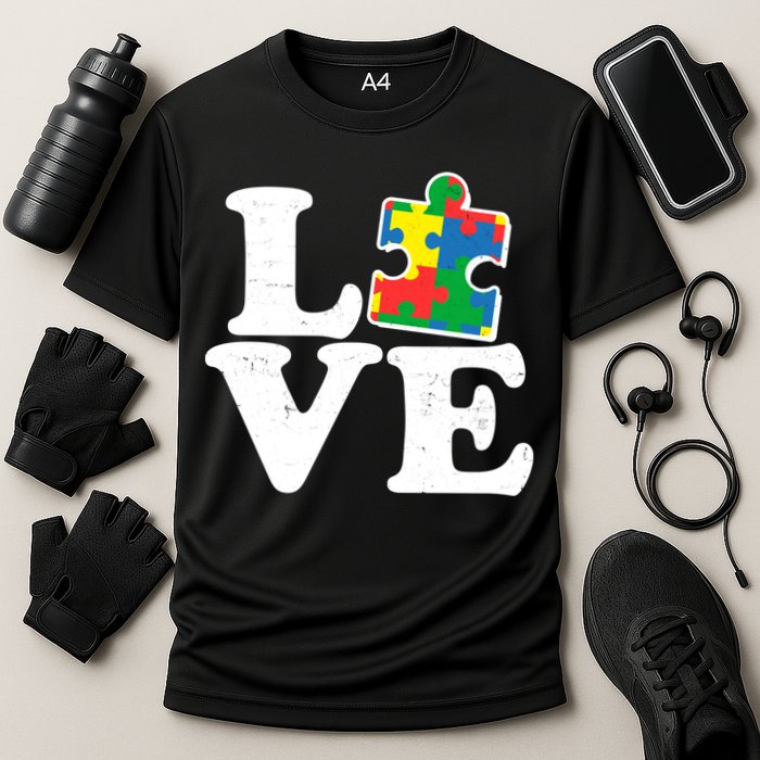 Autism Love Puzzle Piece Cooling Performance Crew T-Shirt