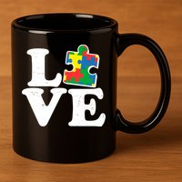 Autism Love Puzzle Piece 11oz C Handle Ceramic Mug
