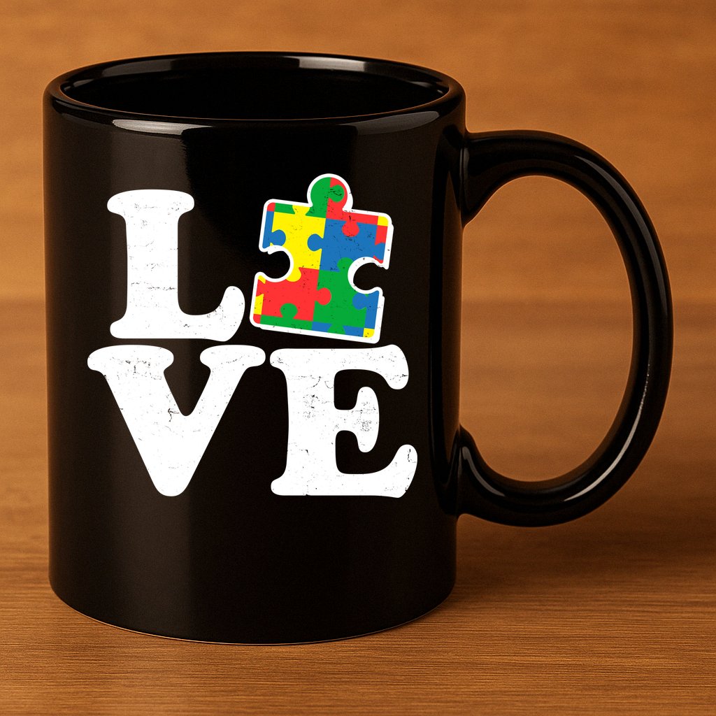 Autism Love Puzzle Piece 11oz C Handle Ceramic Mug