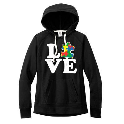 Autism Love Puzzle Piece Women's Fleece Hoodie