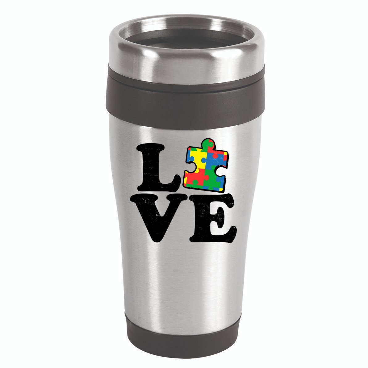 Autism Love Puzzle Piece 16oz Travel Tumbler