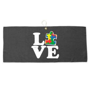 Autism Love Puzzle Piece Large Microfiber Waffle Golf Towel