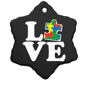 Autism Love Puzzle Piece Ceramic Star Ornament