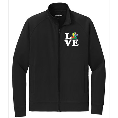 Autism Love Puzzle Piece Stretch Full-Zip Cadet Jacket