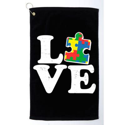 Autism Love Puzzle Piece Platinum Collection Golf Towel