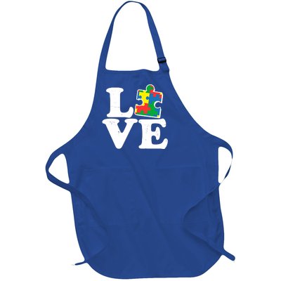 Autism Love Puzzle Piece Full-Length Apron With Pockets