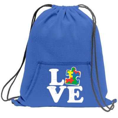 Autism Love Puzzle Piece Sweatshirt Cinch Pack Bag