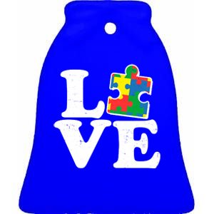 Autism Love Puzzle Piece Ceramic Bell Ornament