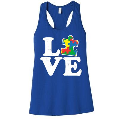 Autism Love Puzzle Piece Women's Racerback Tank