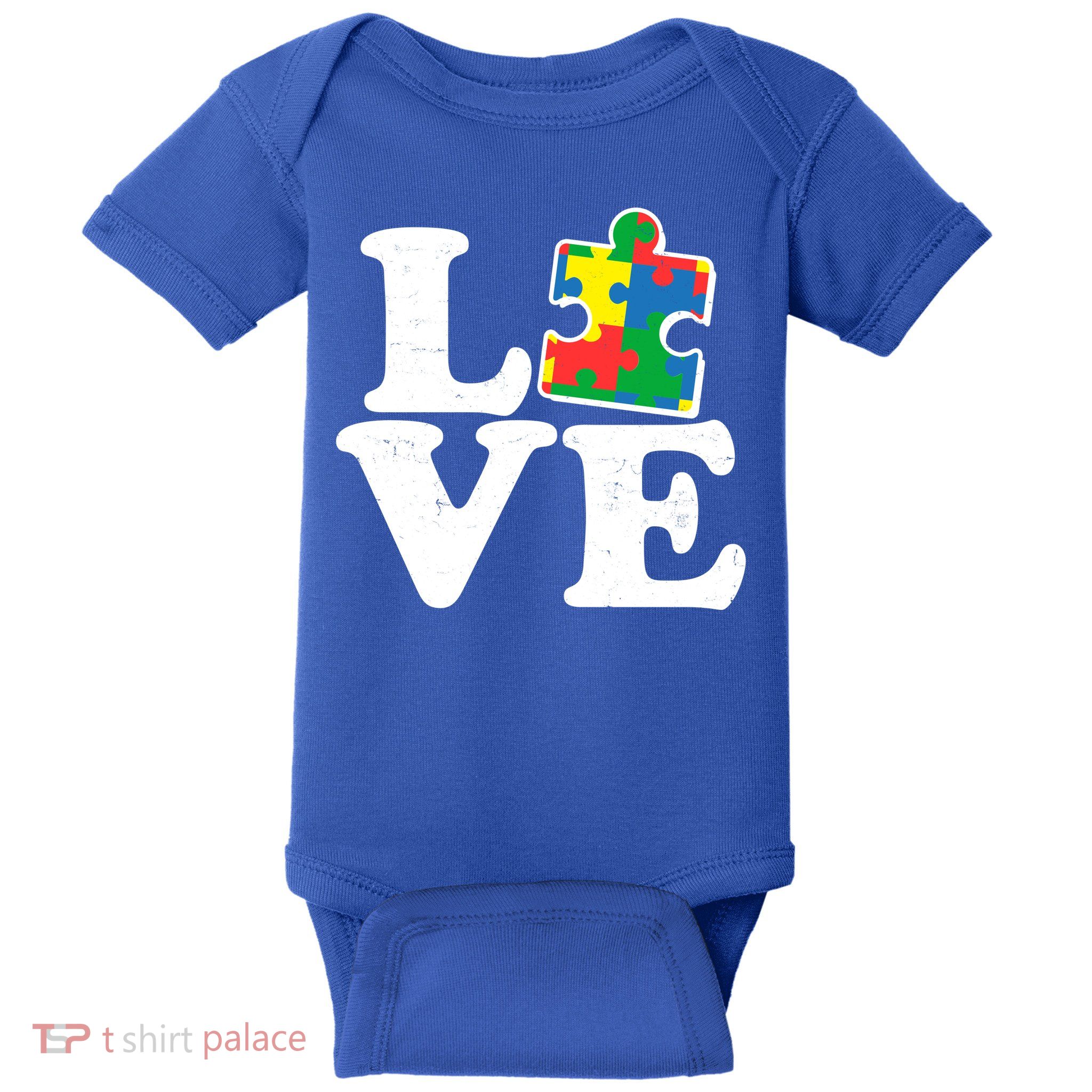 Autism Love Puzzle Piece Baby Bodysuit