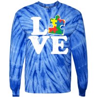 Autism Love Puzzle Piece Tie-Dye Long Sleeve Shirt