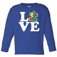 Autism Love Puzzle Piece Toddler Long Sleeve Shirt