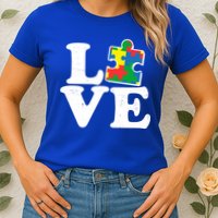 Autism Love Puzzle Piece Womens T-Shirt