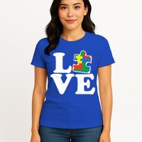 Autism Love Puzzle Piece Womens T-Shirt