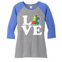 Autism Love Puzzle Piece Women's Tri-Blend 3/4-Sleeve Raglan Shirt