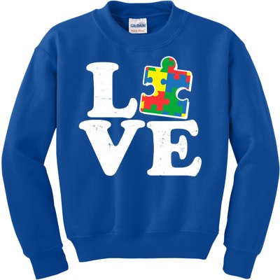 Autism Love Puzzle Piece Kids Sweatshirt