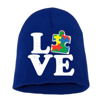 Autism Love Puzzle Piece Short Acrylic Beanie