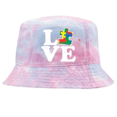 Autism Love Puzzle Piece Tie-Dyed Bucket Hat