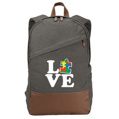 Autism Love Puzzle Piece Cotton Canvas Backpack