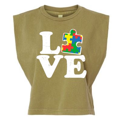 Autism Love Puzzle Piece Garment-Dyed Women's Muscle Tee