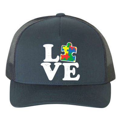 Autism Love Puzzle Piece Yupoong Adult 5-Panel Trucker Hat