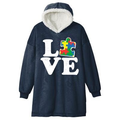 Autism Love Puzzle Piece Hooded Wearable Blanket