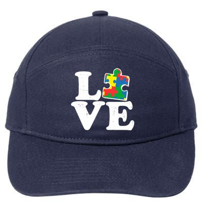 Autism Love Puzzle Piece 7-Panel Snapback Hat