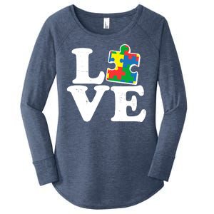 Autism Love Puzzle Piece Women's Perfect Tri Tunic Long Sleeve Shirt