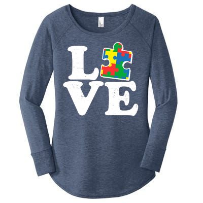 Autism Love Puzzle Piece Women's Perfect Tri Tunic Long Sleeve Shirt