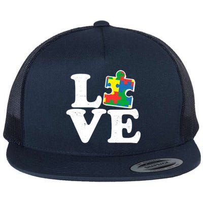 Autism Love Puzzle Piece Flat Bill Trucker Hat