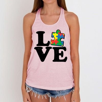 Autism Love Puzzle Piece Women's Knotted Racerback Tank