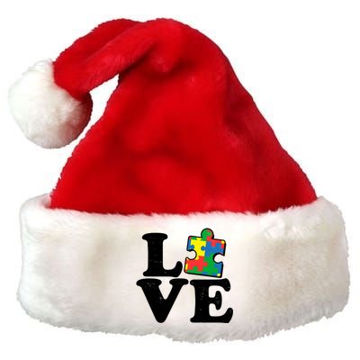 Autism Love Puzzle Piece Premium Christmas Santa Hat