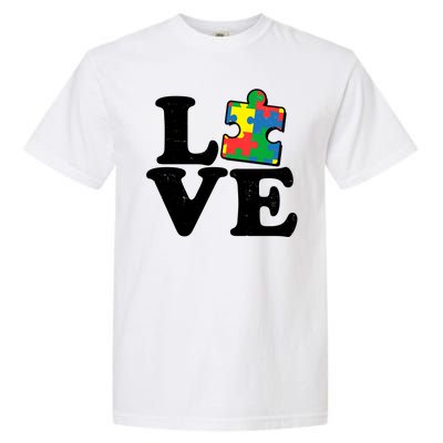 Autism Love Puzzle Piece Garment-Dyed Heavyweight T-Shirt