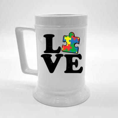 Autism Love Puzzle Piece Beer Stein