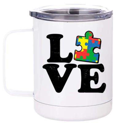 Autism Love Puzzle Piece 12 oz Stainless Steel Tumbler Cup