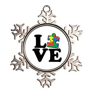 Autism Love Puzzle Piece Metallic Star Ornament