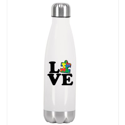 Autism Love Puzzle Piece Stainless Steel Insulated Water Bottle