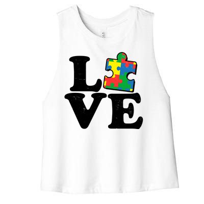 Autism Love Puzzle Piece Women's Racerback Cropped Tank