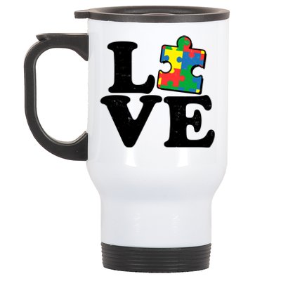 Autism Love Puzzle Piece Stainless Steel Travel Mug