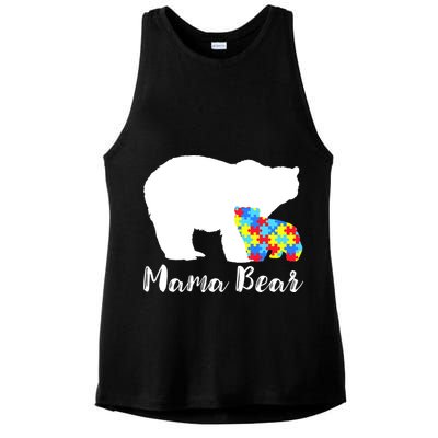 Autism Mama Bear Ladies PosiCharge Tri-Blend Wicking Tank