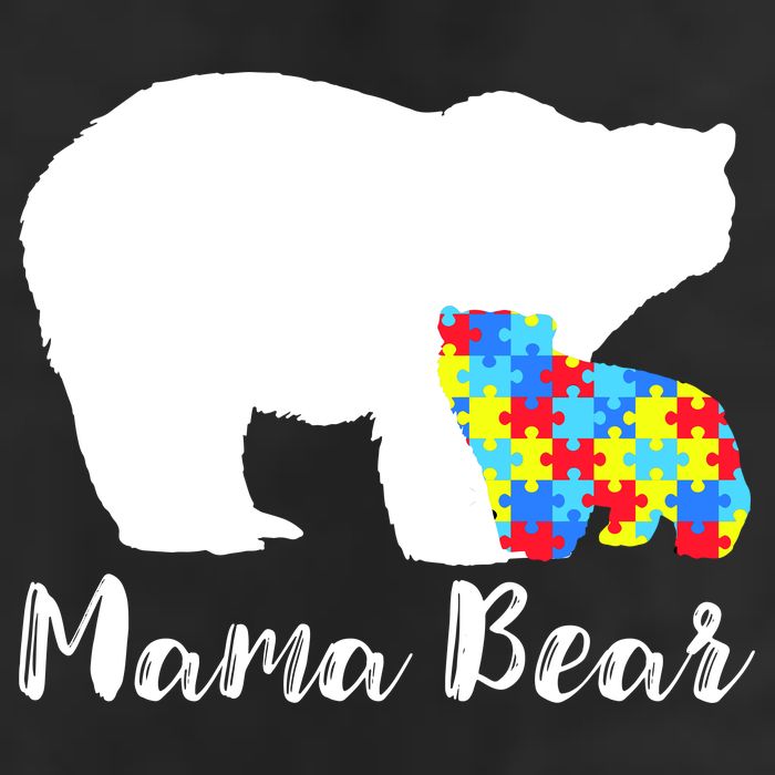 Autism Mama Bear 7 Panel Mesh Trucker Snapback Hat