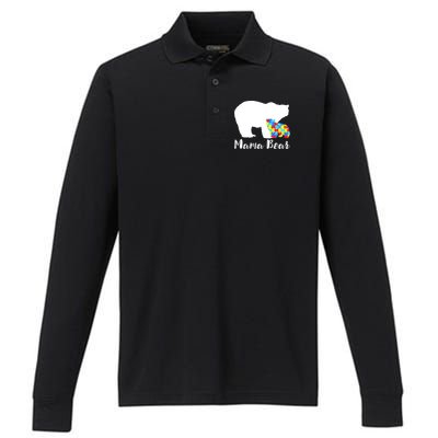 Autism Mama Bear Performance Long Sleeve Polo