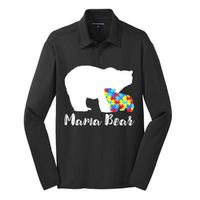 Autism Mama Bear Silk Touch Performance Long Sleeve Polo