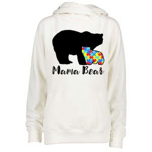 Autism Mama Bear Womens Funnel Neck Pullover Hood