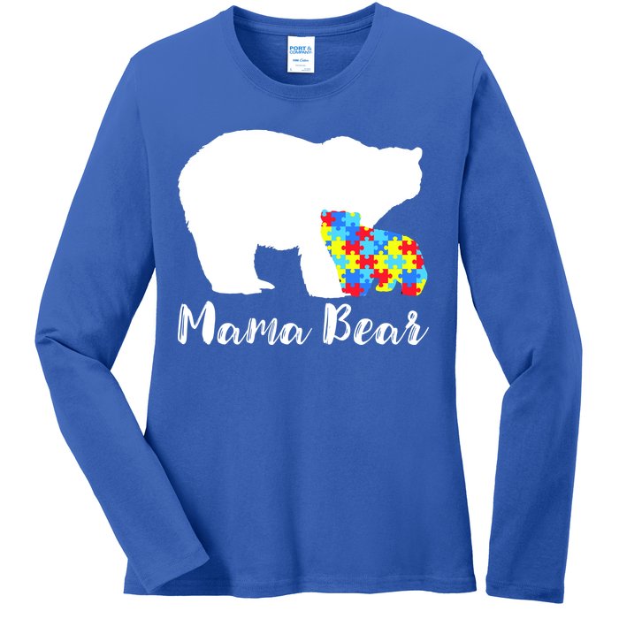 Autism Mama Bear Ladies Long Sleeve Shirt